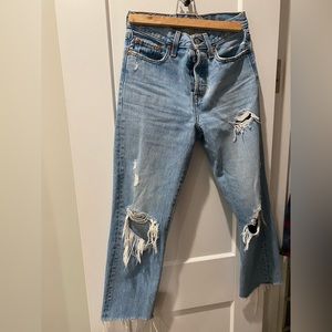 LEVI wedgie straight 25 raw hem ankle